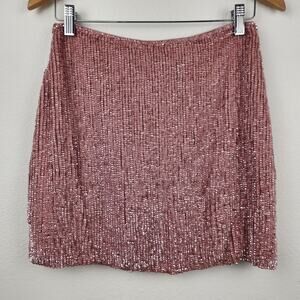 Retrofete Sequin Mini Skirt in Pink Size Small NWT